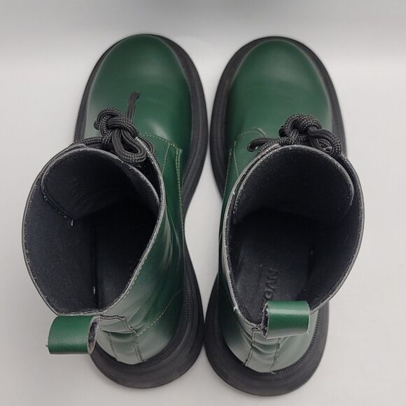 SVegan Gouache Vegan Leather Platform Combat Lace Up Boot Green Size 41 - Picture 4 of 13